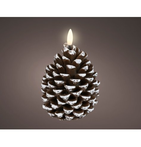 Enjoy a warm, rustic ambiance with our LED Wick Candle—pinecone wax and a lifelike flickering flame included.