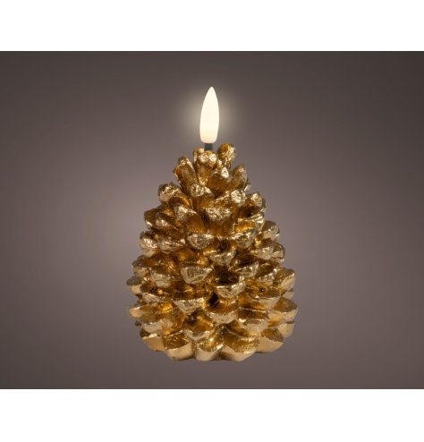 Set a warm, rustic mood with the LED Pinecone Wax Wick Candle.