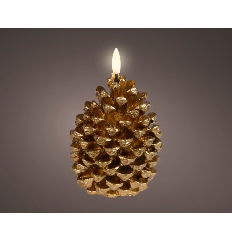 Delightful LED pinecone ornament that adds a cozy glow to your decor.
