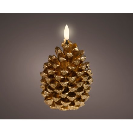 Charming LED pinecone ornament with warm glowing lights for cozy decor.