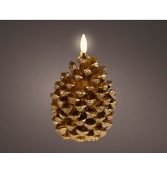 Charming LED pinecone ornament with warm glowing lights for cozy decor.