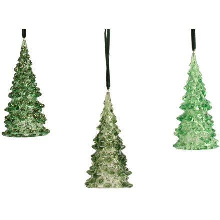 3/A Clear Glitter Tree Decoration, 12cm