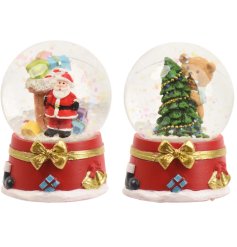 Bring holiday cheer with this delightful Christmas Snowglobe showcasing Father Christmas inside.