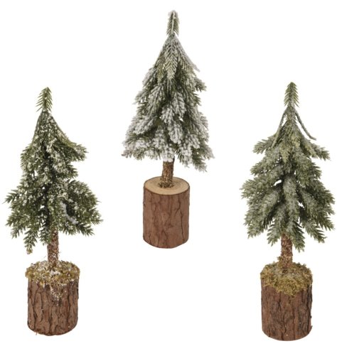 Add cozy winter warmth indoors with this natural wood Mini Snowy Tree decoration.