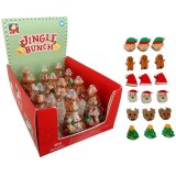 Encased inside a clear plastic tree holds an assortment of 6 festive jolly rubbers.