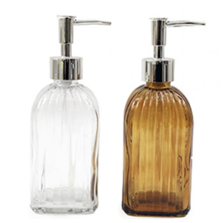 2/A Glass Ribbed Dispenser Bottle, 19cm 