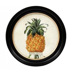 Bring a tropical vibe to your space with this 38cm round pineapple wall art.