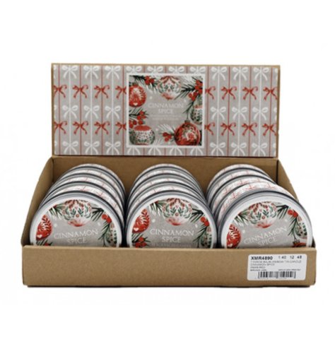 Brighten your space with a festive Bauble/Bow Tin Candle!