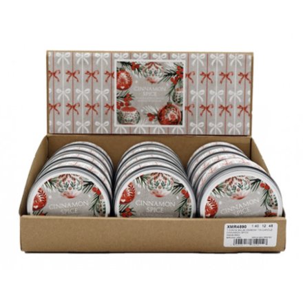 7.5cm Cinnamon Spice Bow Tin Candle