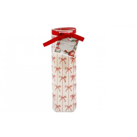 Holiday Baubles and Bow Tube Candle, 20cm