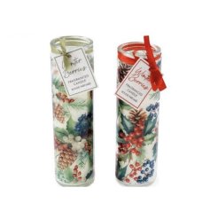 Light up your holiday with this set of 6 festive Xmas berries tube candles.