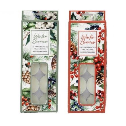 2/A Set of 10 Xmas Berries Tealights, 21.5cm 