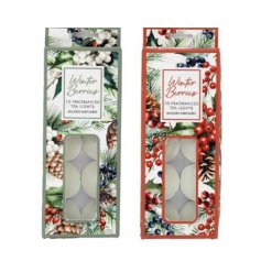 Light up your holidays with our set of 10 Xmas Berries Tealights 