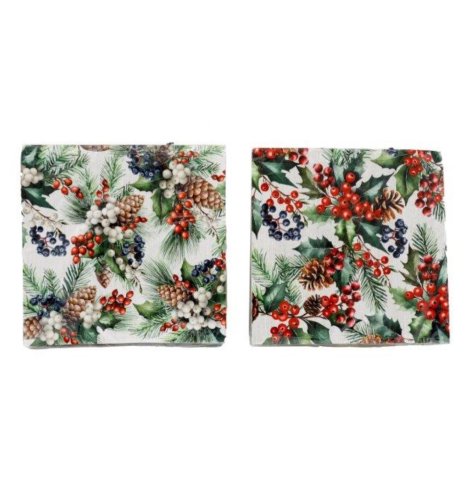 Bring holiday cheer to your table with a pack of 20 festive Xmas Berries napkins.