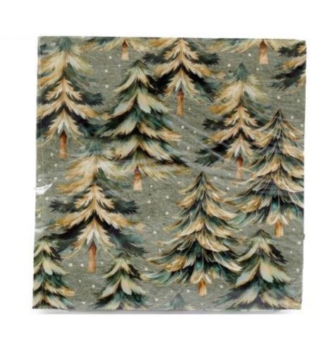 Bring warmth and holiday charm to your table with Pk20 Winter Forest napkins.