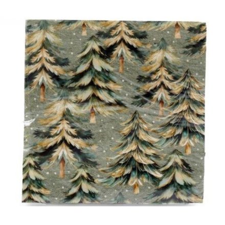 Set of 20 Winter Forest Napkins, 17cm