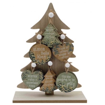 6/A Wooden Forest Hanging Decoration, 9cm 