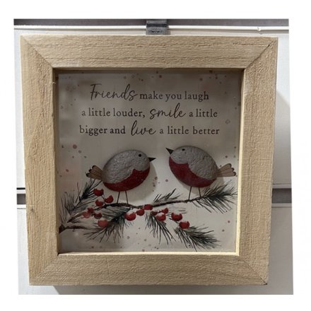 Robin Framed Wall Plaque, 12cm 