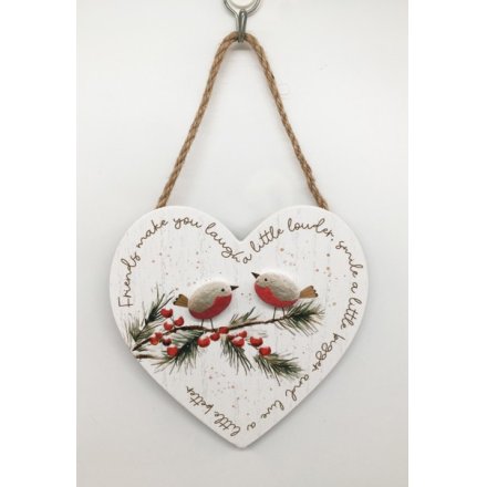 Friends Robin Heart Plaque, 15cm