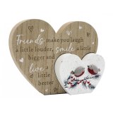Bring cozy charm to your space with the Robin Double Heart Plaque.