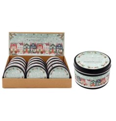 Bring holiday cheer with this delightful Xmas Shops tin candle, perfect for a festive glow.