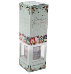 Festive reed diffuser presented in a stylish gift box featuring a coordinated design.