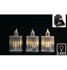 A stylishly textured acrylic candle that brightens your space with subtle elegance