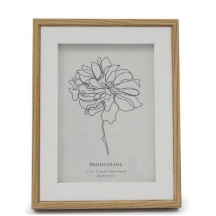 Wood and White Photo Frame, 16.5cm 