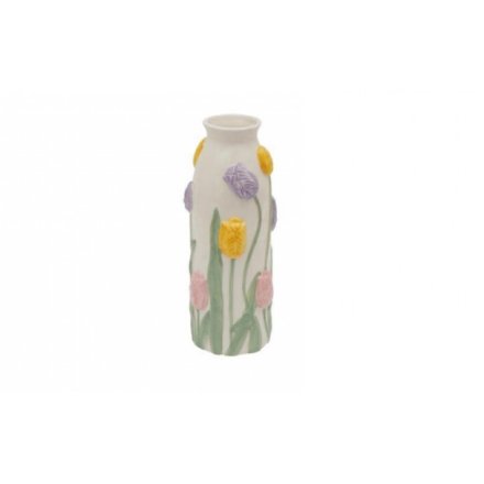 30.5cm Tulip-Patterned Embossed Vase