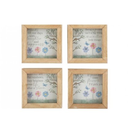12cm  Wooden Friends Flower Plaque, 4/a