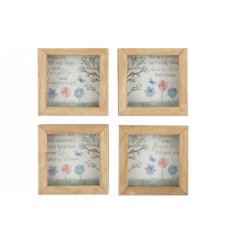 Charming 12cm wooden Friends Flower Plaque with a natural finish, featuring a delicate photo frame adorned with butterfl