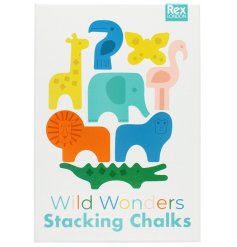 A lovely collection of 8 colourful chalks each in the shape of an animal.