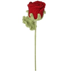 Add timeless elegance to your décor with this handcrafted Red Crochet Rose Bud