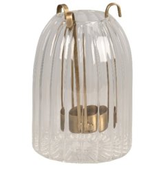 Stylish gold lantern featuring a transparent glass style.