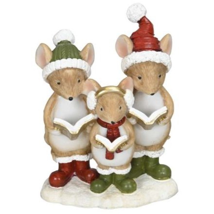 10cm Trio of Mice with Christmas Book Ornament