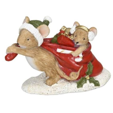 10cm Mouse with Santa Bag