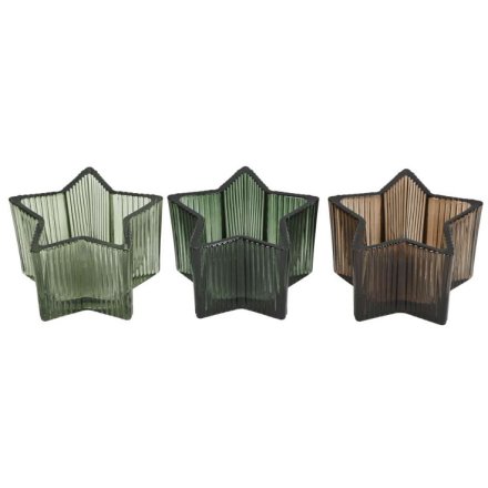 3-Piece Star Candle Holder Set, 10.5cm