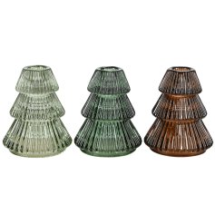 Enhance your décor with this elegant green glass taper candleholder tree.