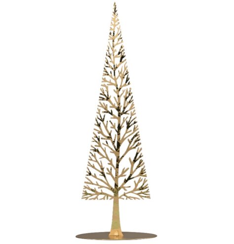 Enhance your space with this elegant Gold Iron Tree on a sleek base.