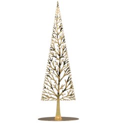 Enhance your space with this elegant Gold Iron Tree sculpture on a sturdy base.