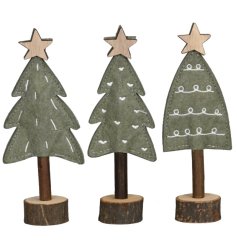 Playful felt ornament shaped like a Christmas tree for festive décor.