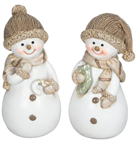 Charming snowmen dressed in warm hats and scarves,