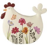 Add a touch of countryside charm to your spring décor with this vibrant floral metal hen