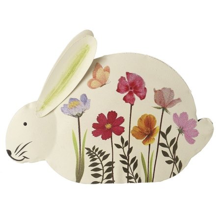 11.5cm Floral Metal Rabbit