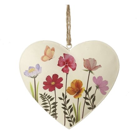 10.5cm Floral Metal Heart Hanger