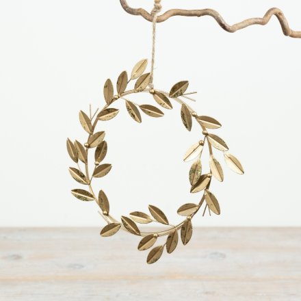 Antique Gold Branch Wreath Hanger, 20.5cm