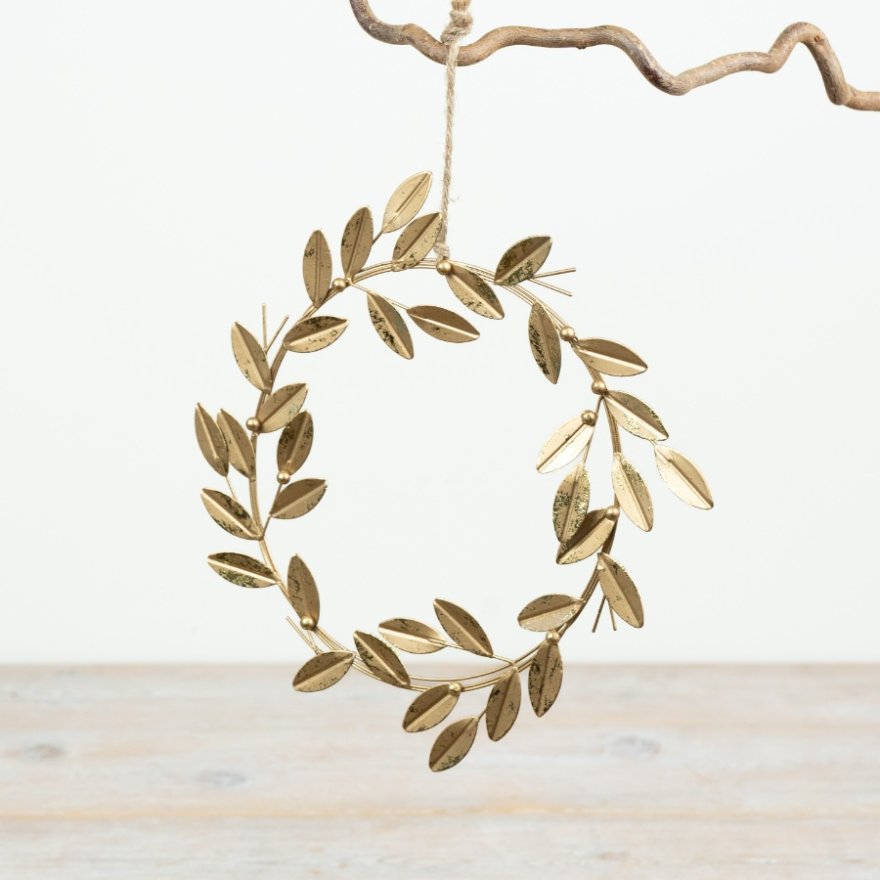 20.5cm Antique Gold Metal Branch Wreath Hanger