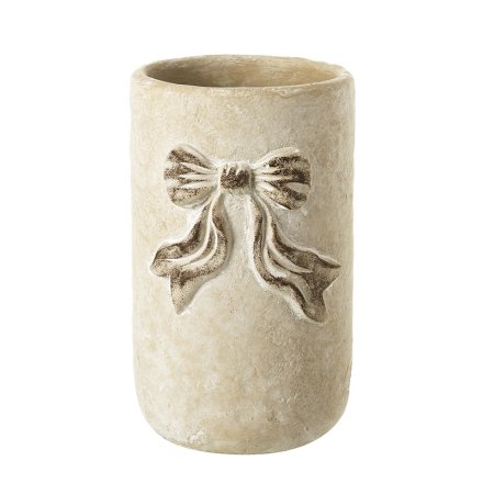 20cm Pot with White Bow Design