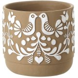 Add rustic charm to your space with this hand-painted Folk Art Bird Design Pot