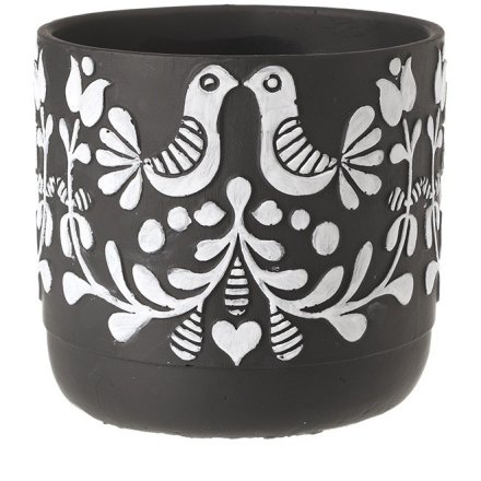 Folk Art Bird Planter, 18cm